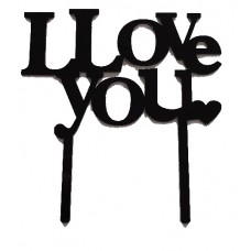 Cake topper I love you zwart OP=OP